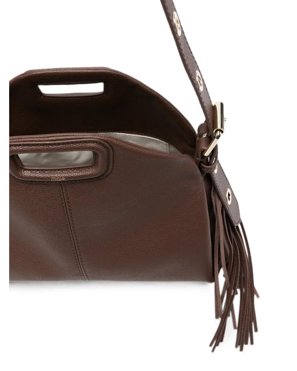 Maje Brown Grained Leather Miss M Bag