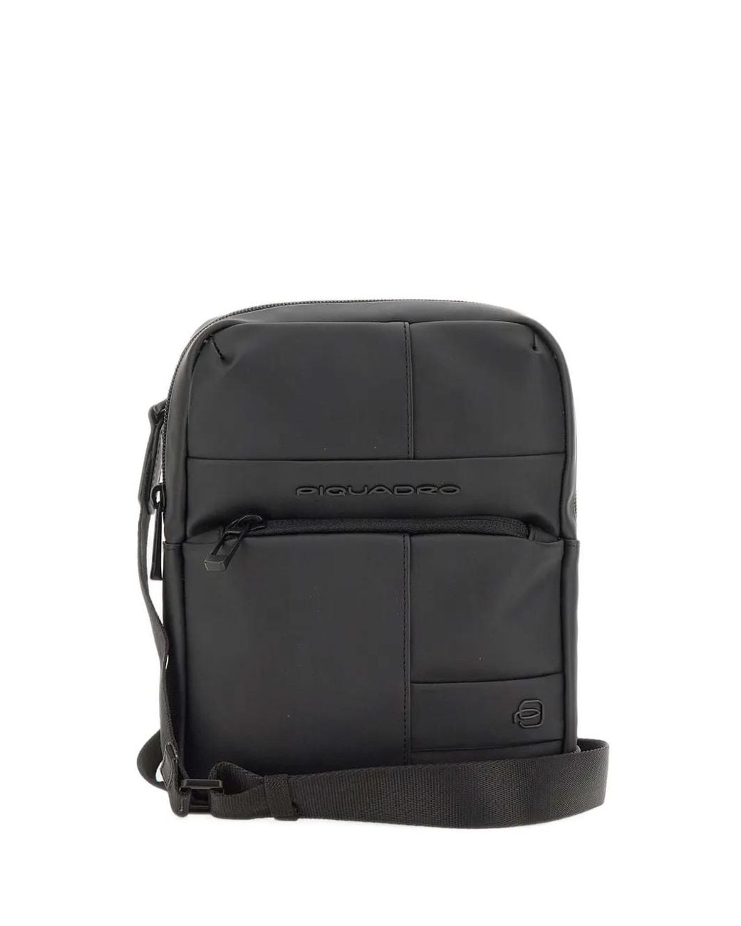 Piquadro Black Logo-Print Messenger Bag for men