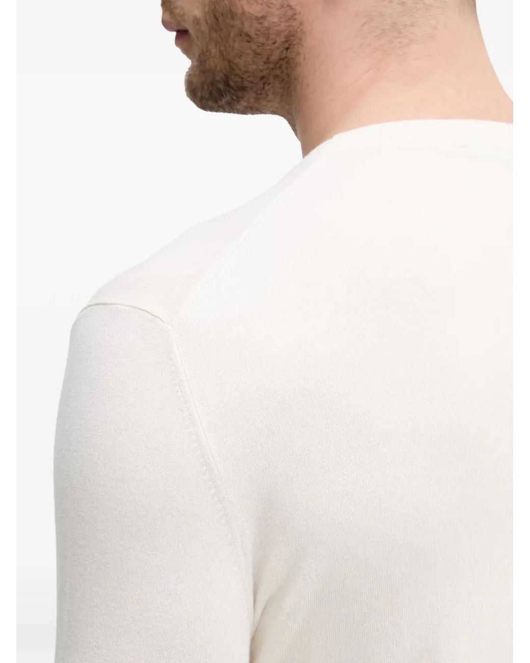Sisley White Crew-Neck Long-Sleeve Sweater for men