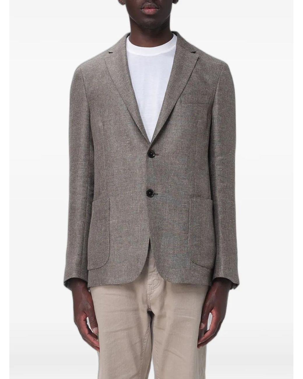 Zegna Gray Single-Breasted Blazer for men