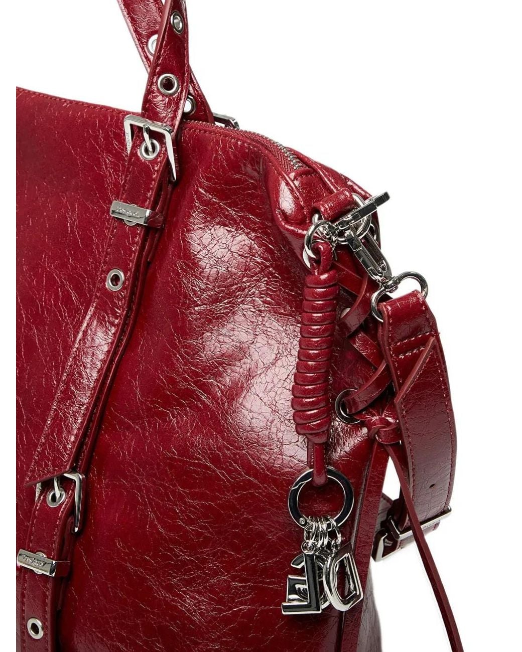 Desigual Red Large Lanuza Half Logo Tote Bag