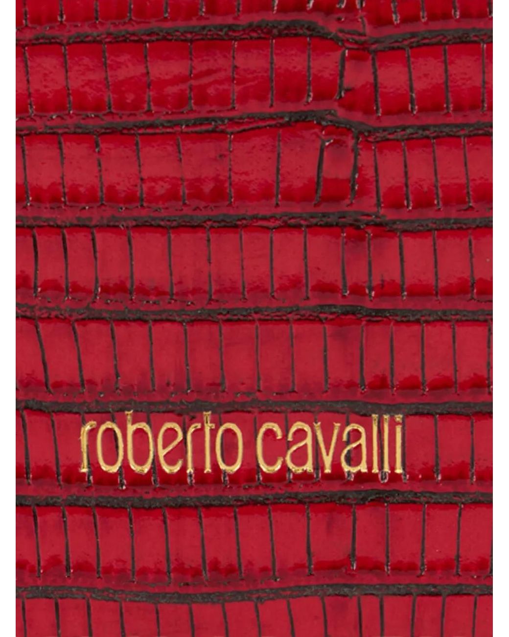 Roberto Cavalli Red Medium Snake-Embellished Top-Handle Chain Cross Body Bag