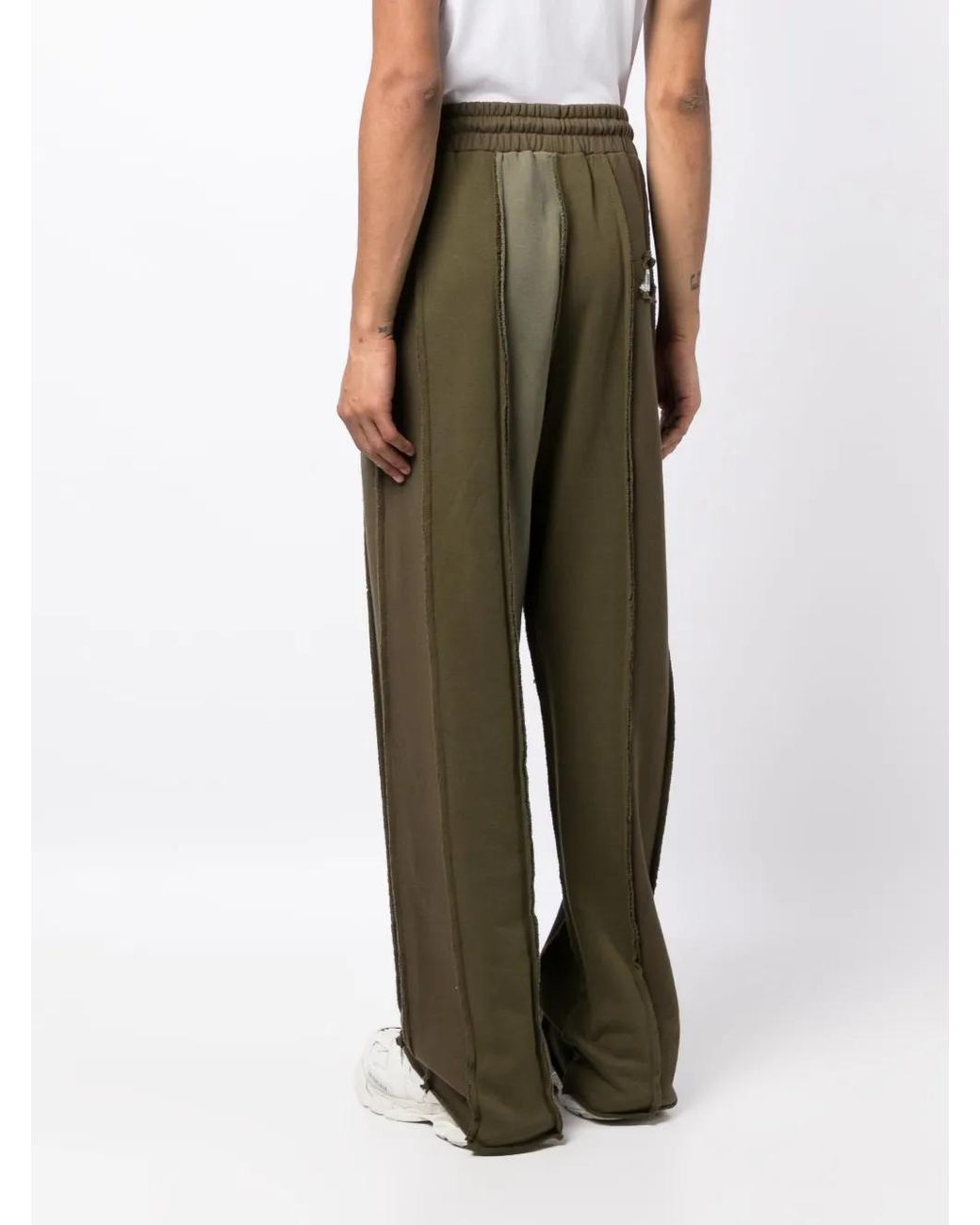 Mostly Heard Rarely Seen Green Panelled Cotton Track Pants for men
