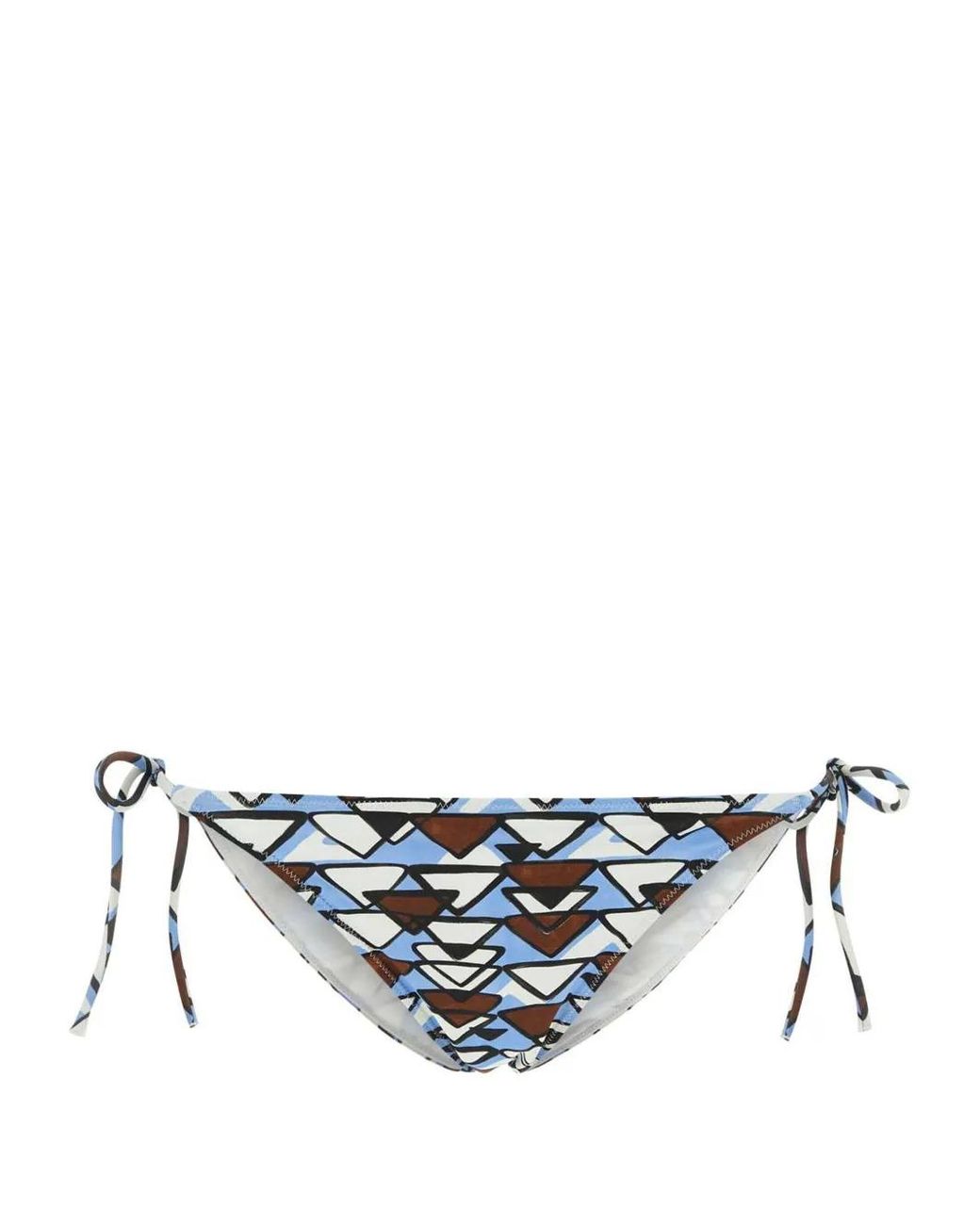 Prada White Geometric-Print Bikini Bottoms