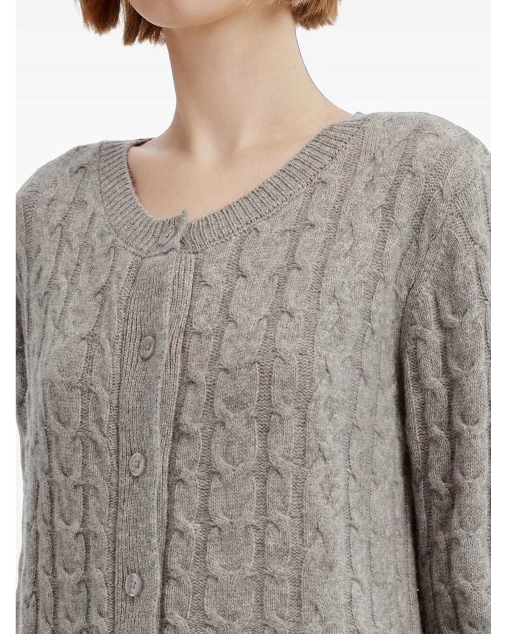 B+ AB Gray Cable-Knit Layered Cardigan