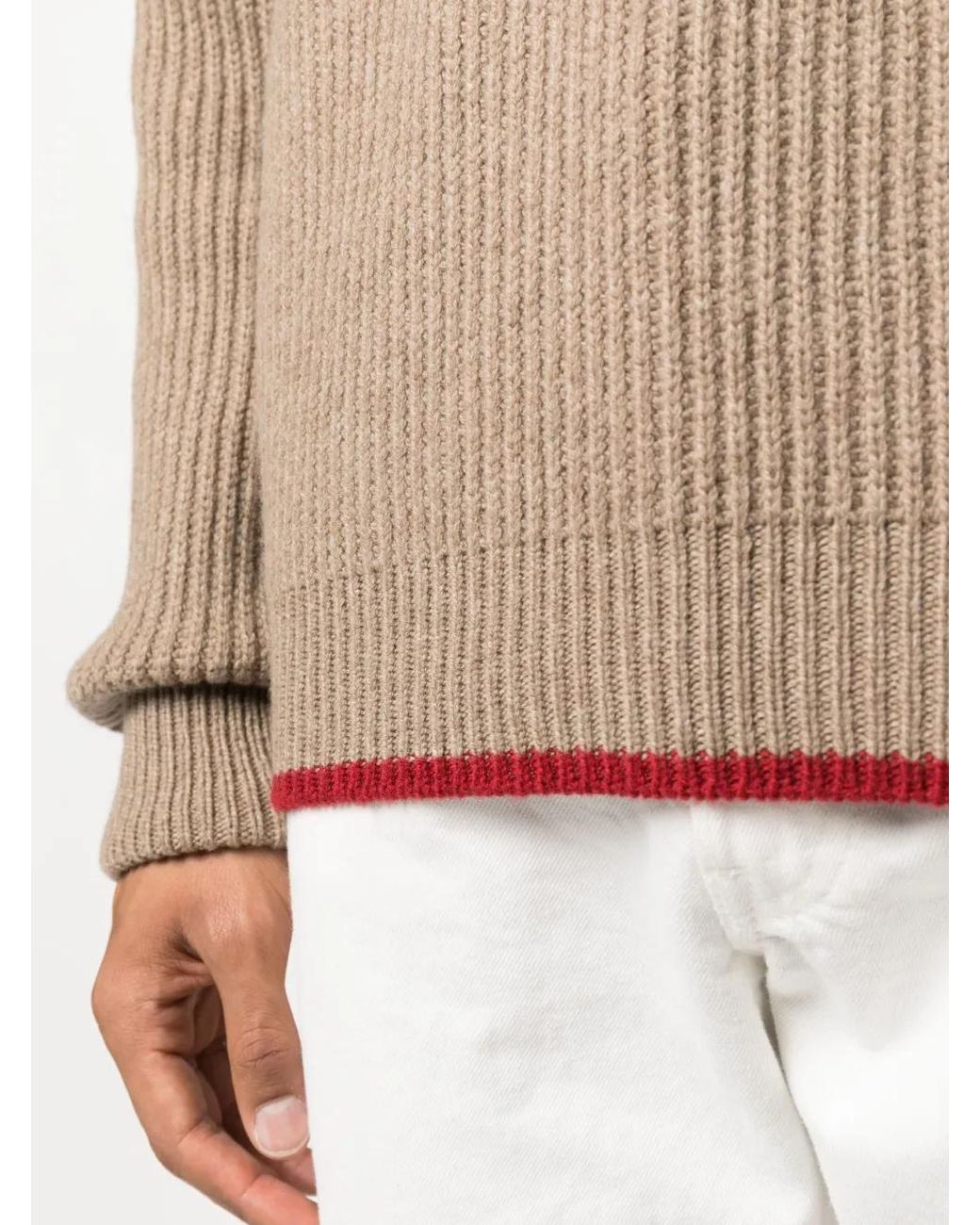 Fay Brown Ribbed-Knit Roll-Neck Sweatshirt for men