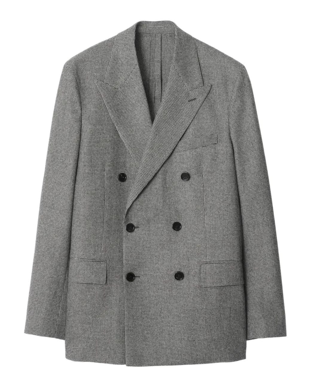 Burberry Gray Puppytooth Check Wool Tailored Jacket for men