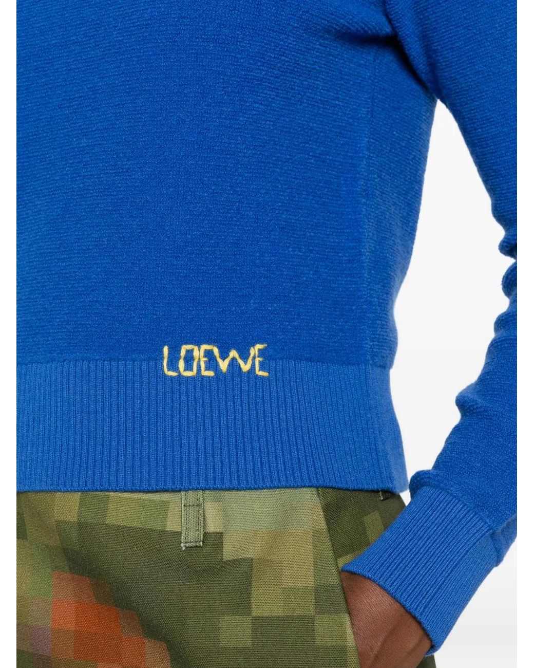 Loewe Blue Logo-Embroidered Sweater