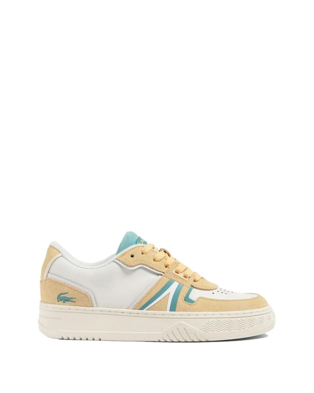 Lacoste White L001 Colour-Block Leather Sneakers