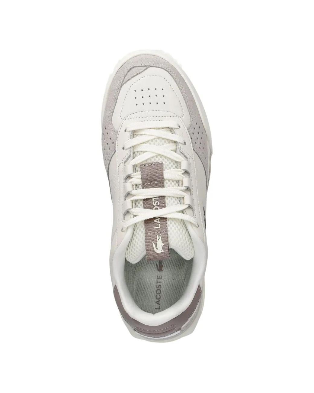 Lacoste White Perforated Panelled Sneakers for men