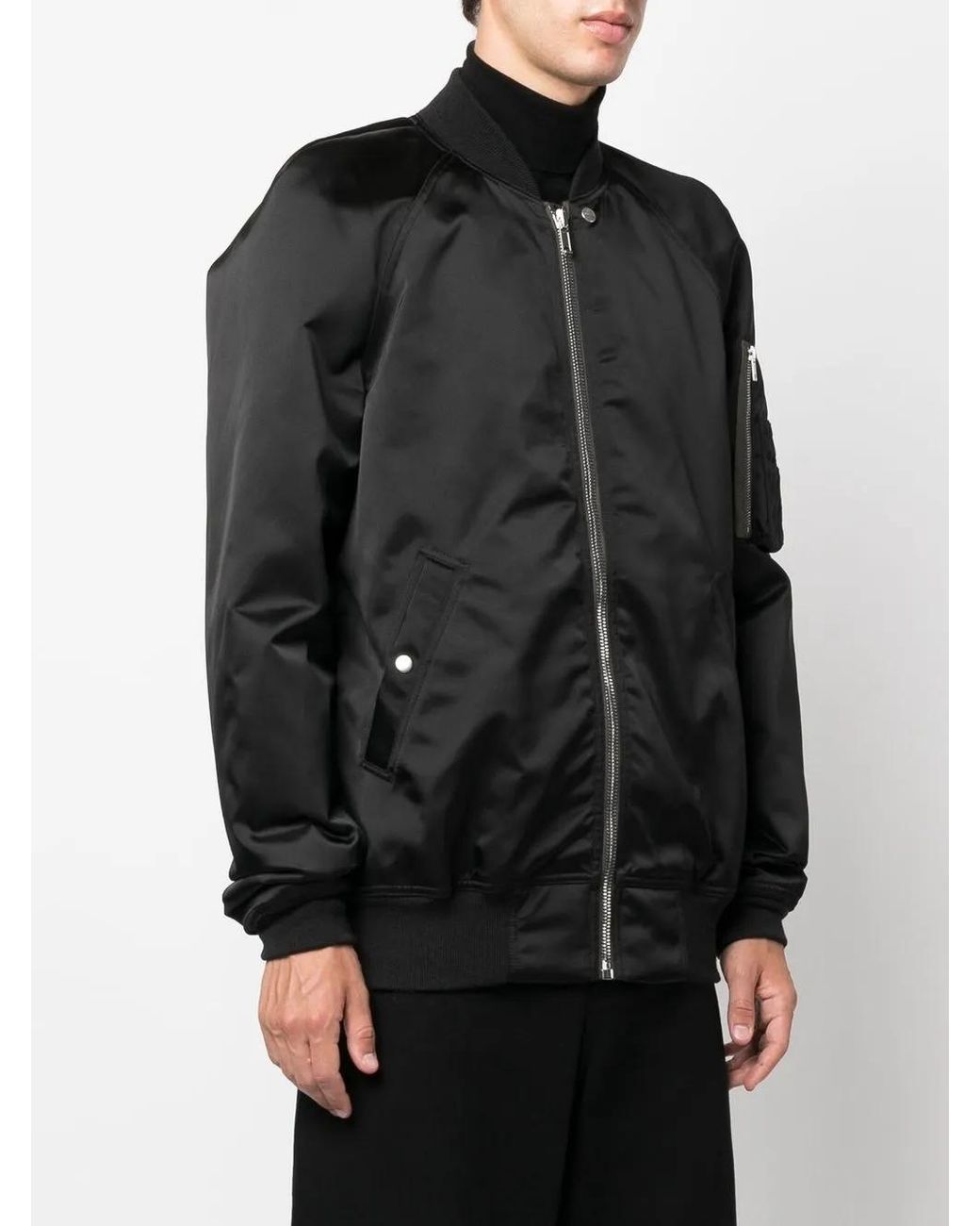 Rick Owens Black Zip-Up Bomber Jacket for men