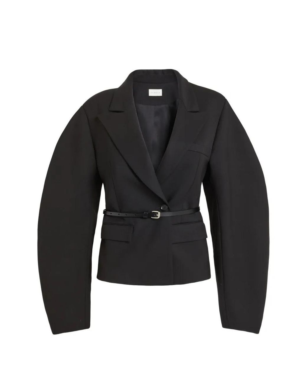 P.A.R.O.S.H. Black Belted Sculptural-Sleeve Jacket