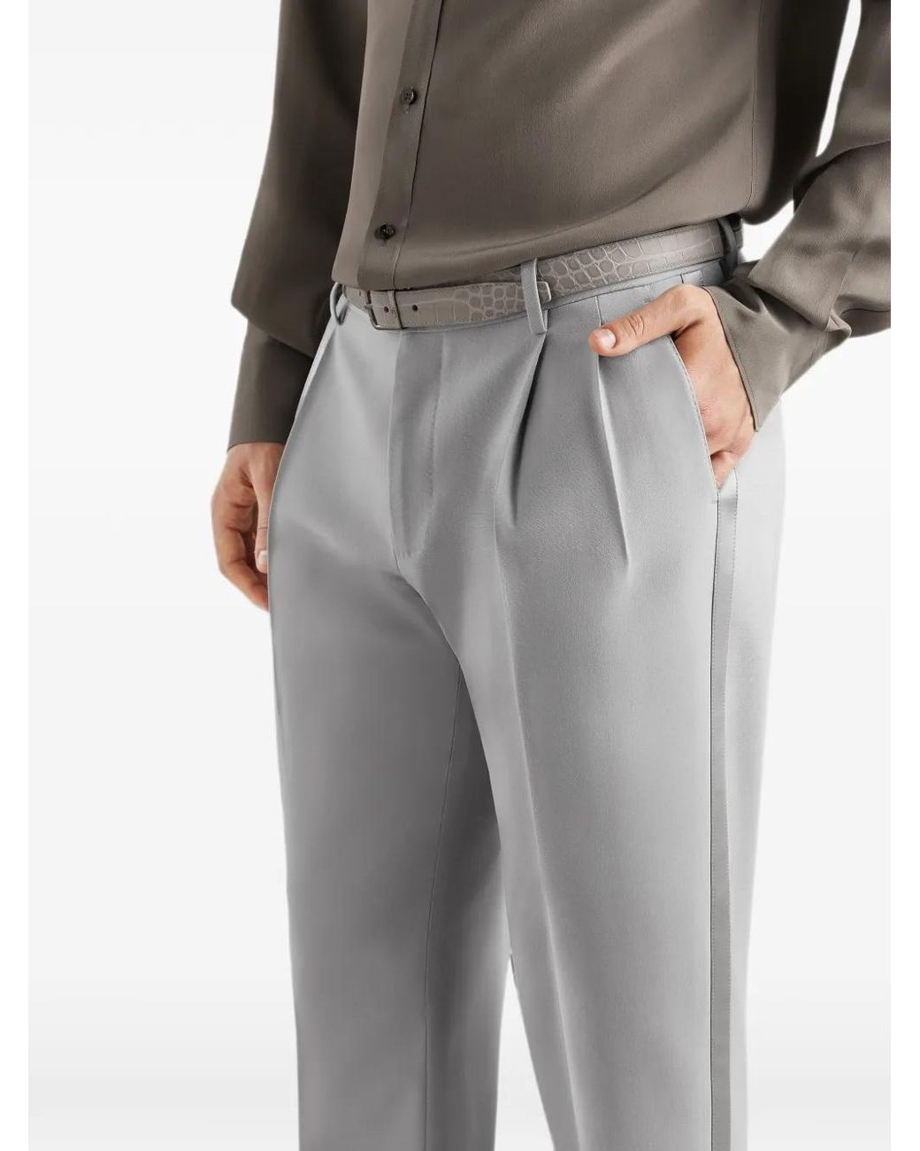 Dolce & Gabbana Gray Micro-Rib Trousers for men