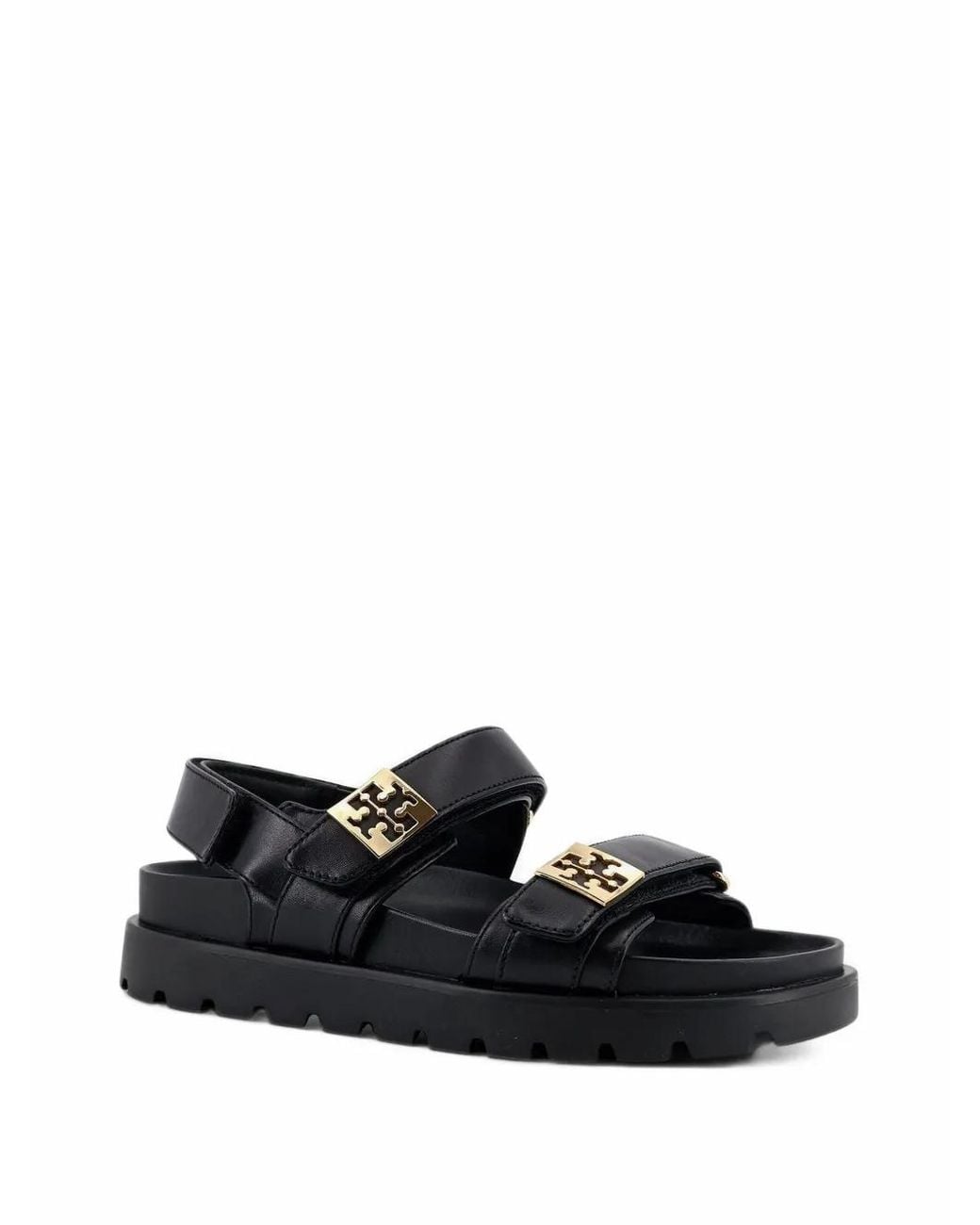 Tory Burch Black Mellow Logo-Plaque Sandals