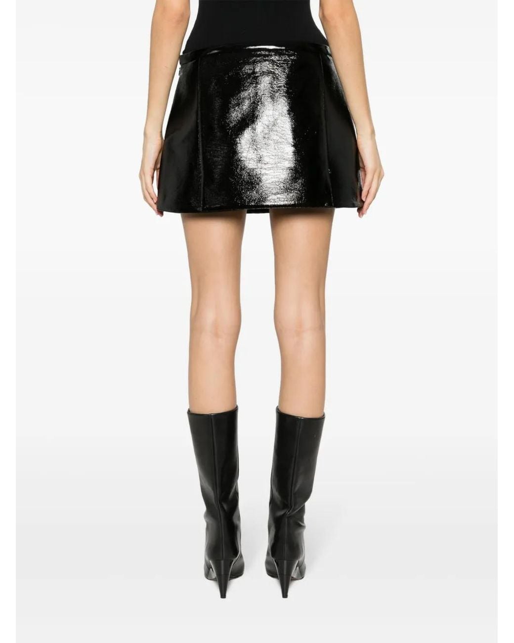Courreges Black High-Shine Mini Skirt