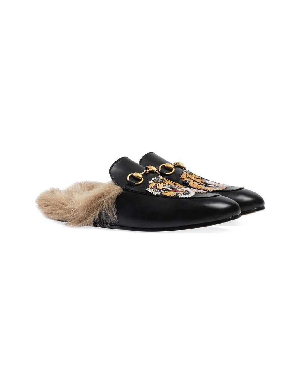 Gucci Princetown Slipper Met Tijger in het Zwart voor heren | Lyst NL