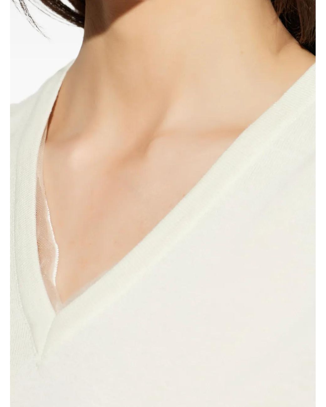 Fabiana Filippi White V-Neck Sleeveless Vest