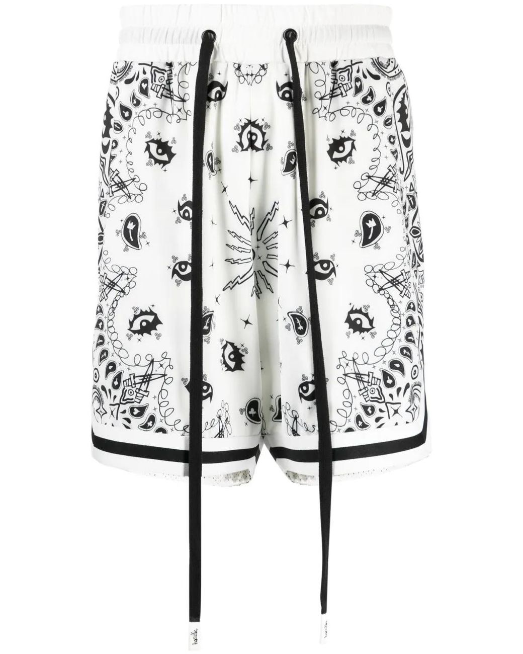 Haculla White Paisley-Print Drawstring Track Shorts for men
