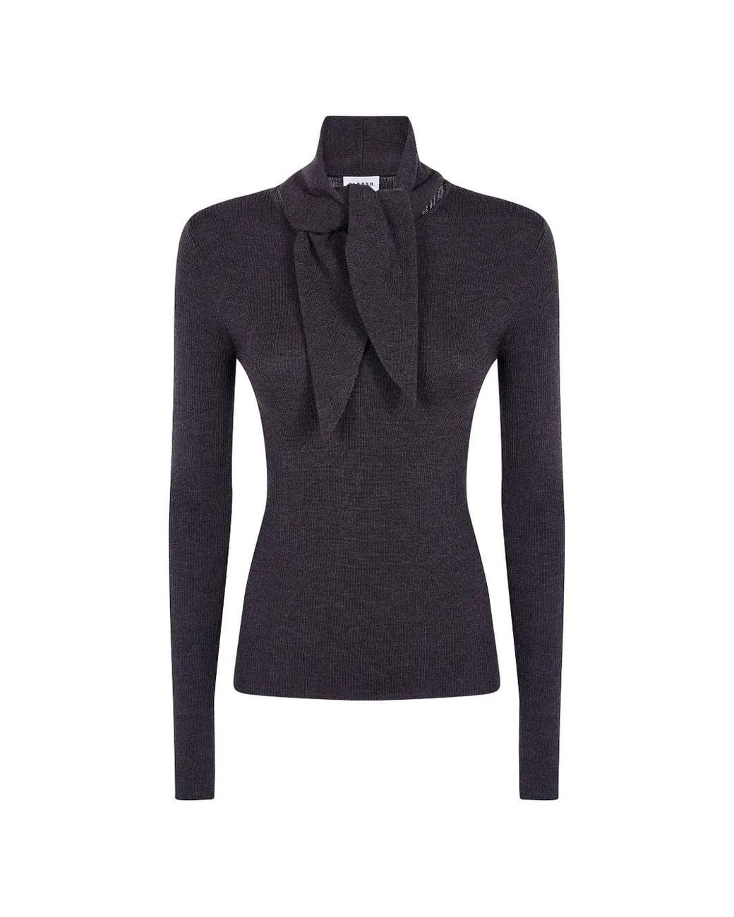 P.A.R.O.S.H. Blue Tie-Neck Ribbed-Knit Sweater