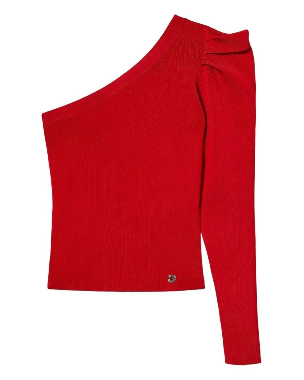 Twinset Red One-Shoulder Draped Top