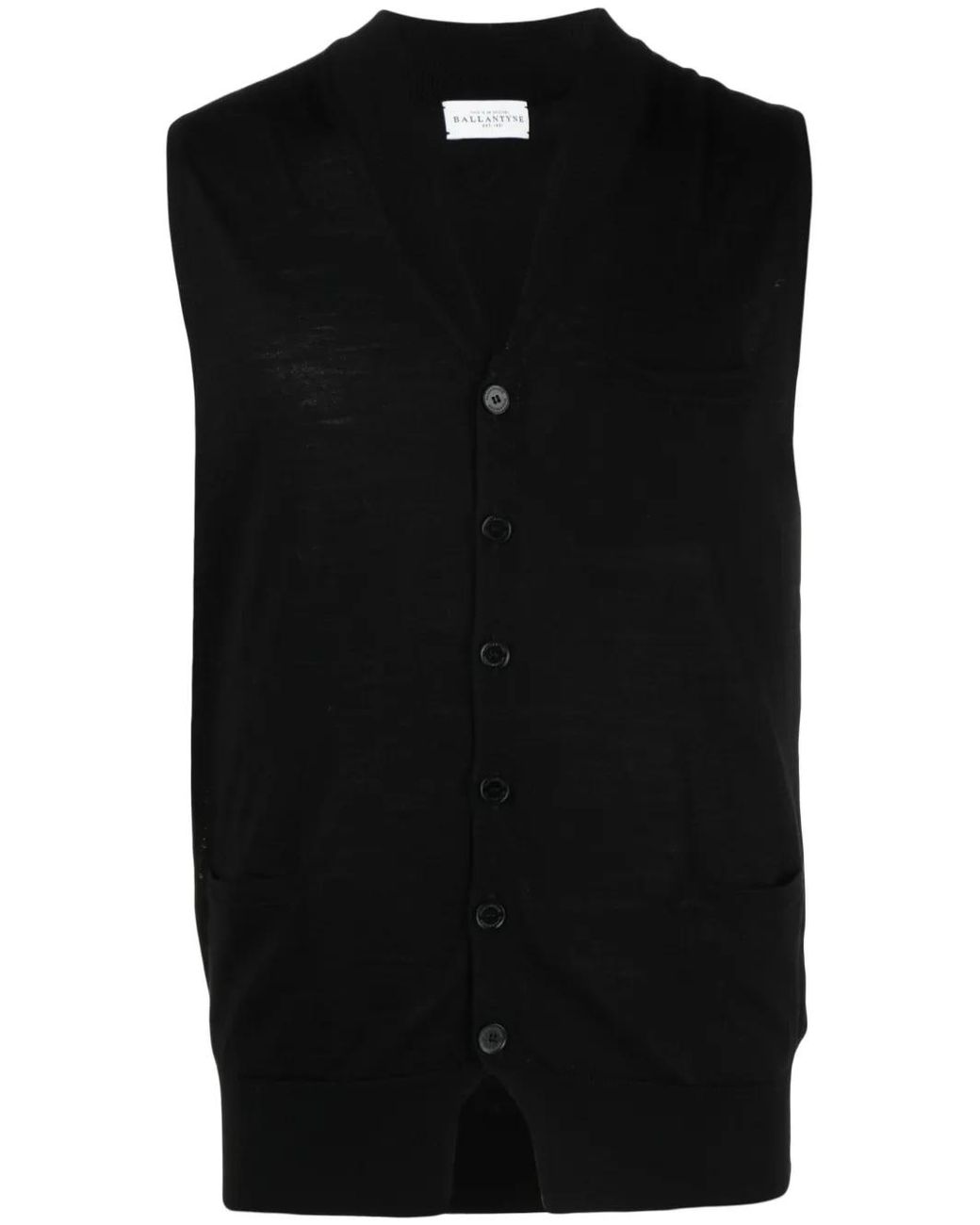 Ballantyne Black V-Neck Wool Vest for men
