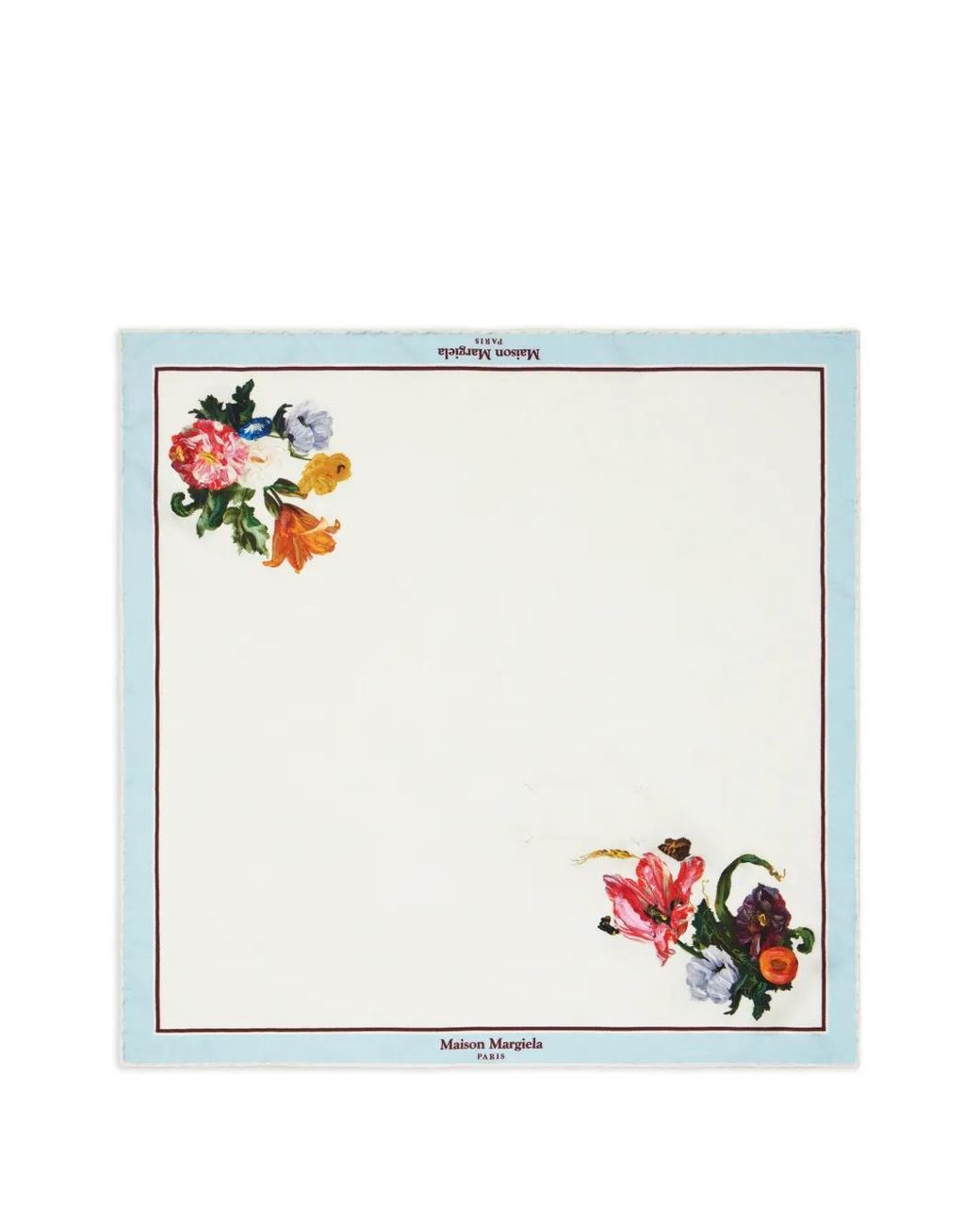 Maison Margiela White Floral Silk Scarf