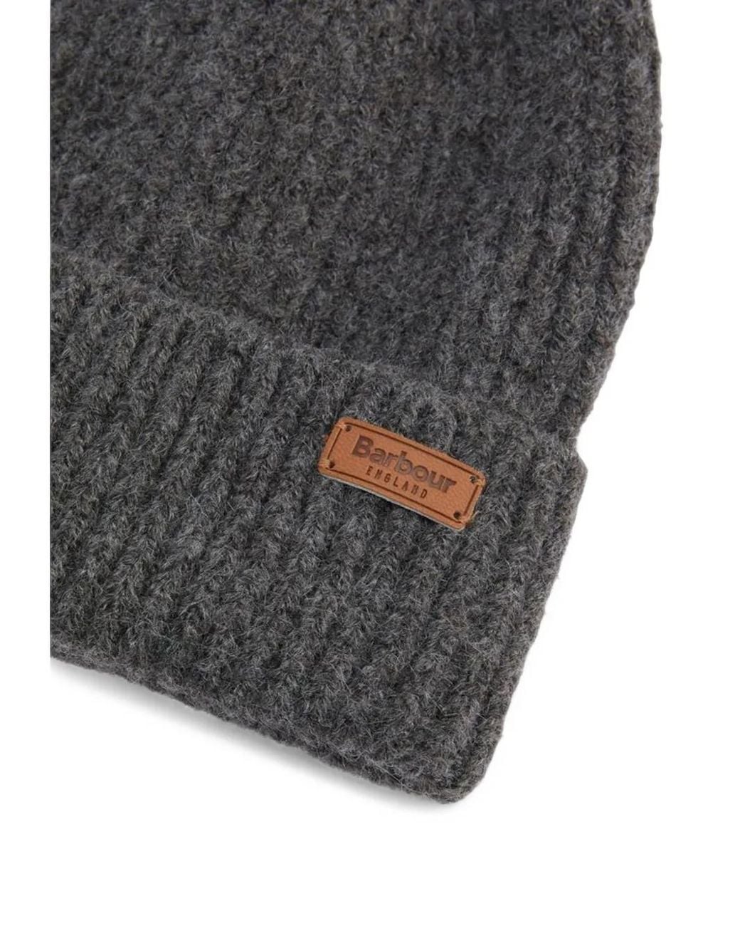 Barbour Gray Ribbed-Knit Beanie Hat