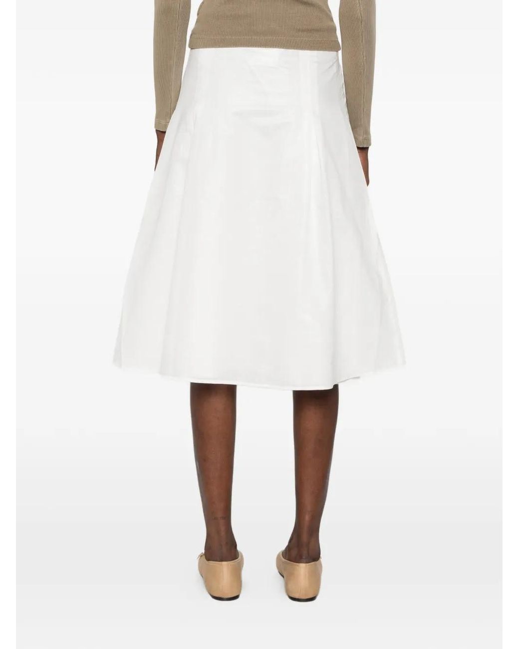Paloma Wool White Dimi Pleated-Detail Midi Skirt