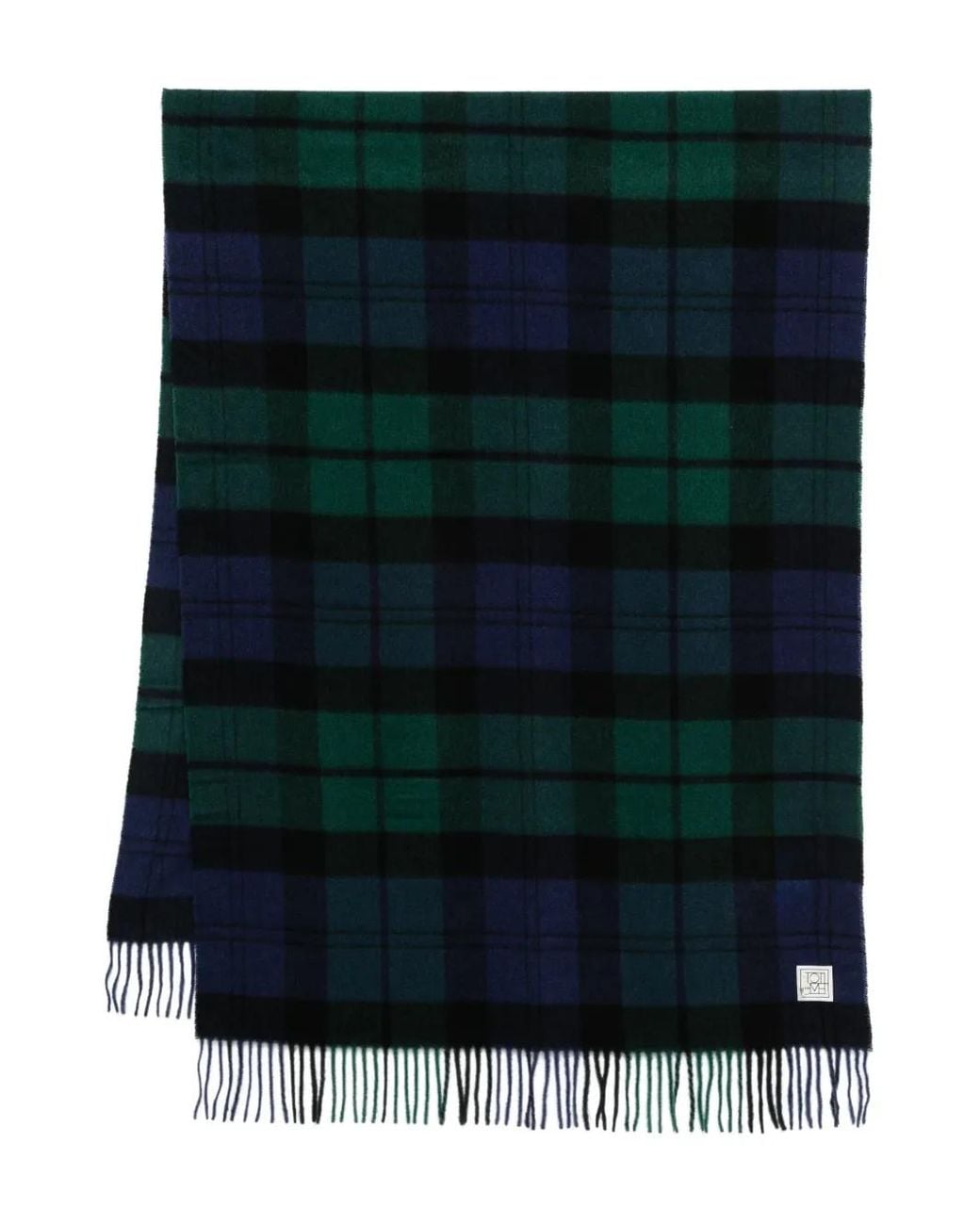 Totême Green Checked Cashmere Scarf