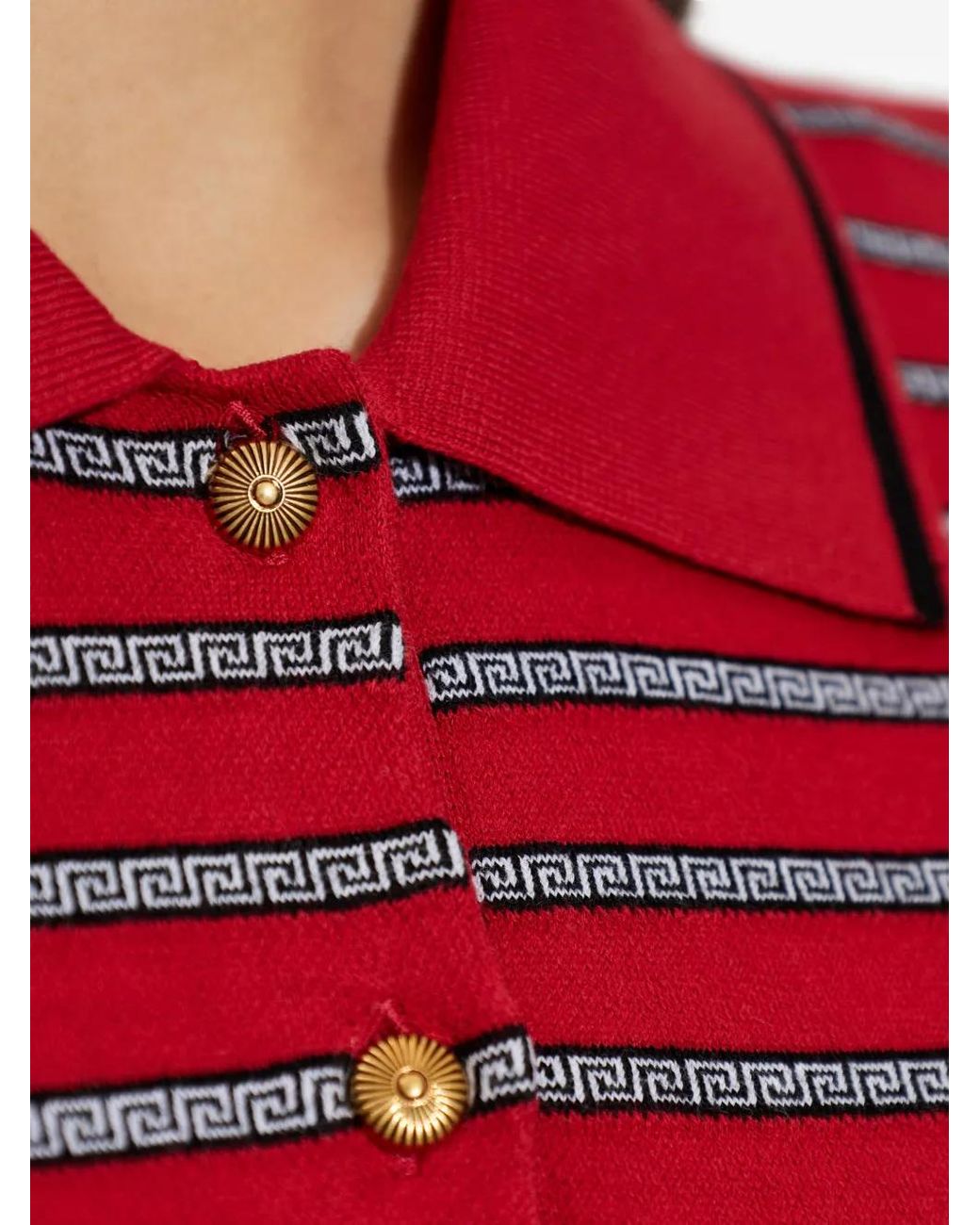Versace Red Greca-Pattern Striped Mini Dress