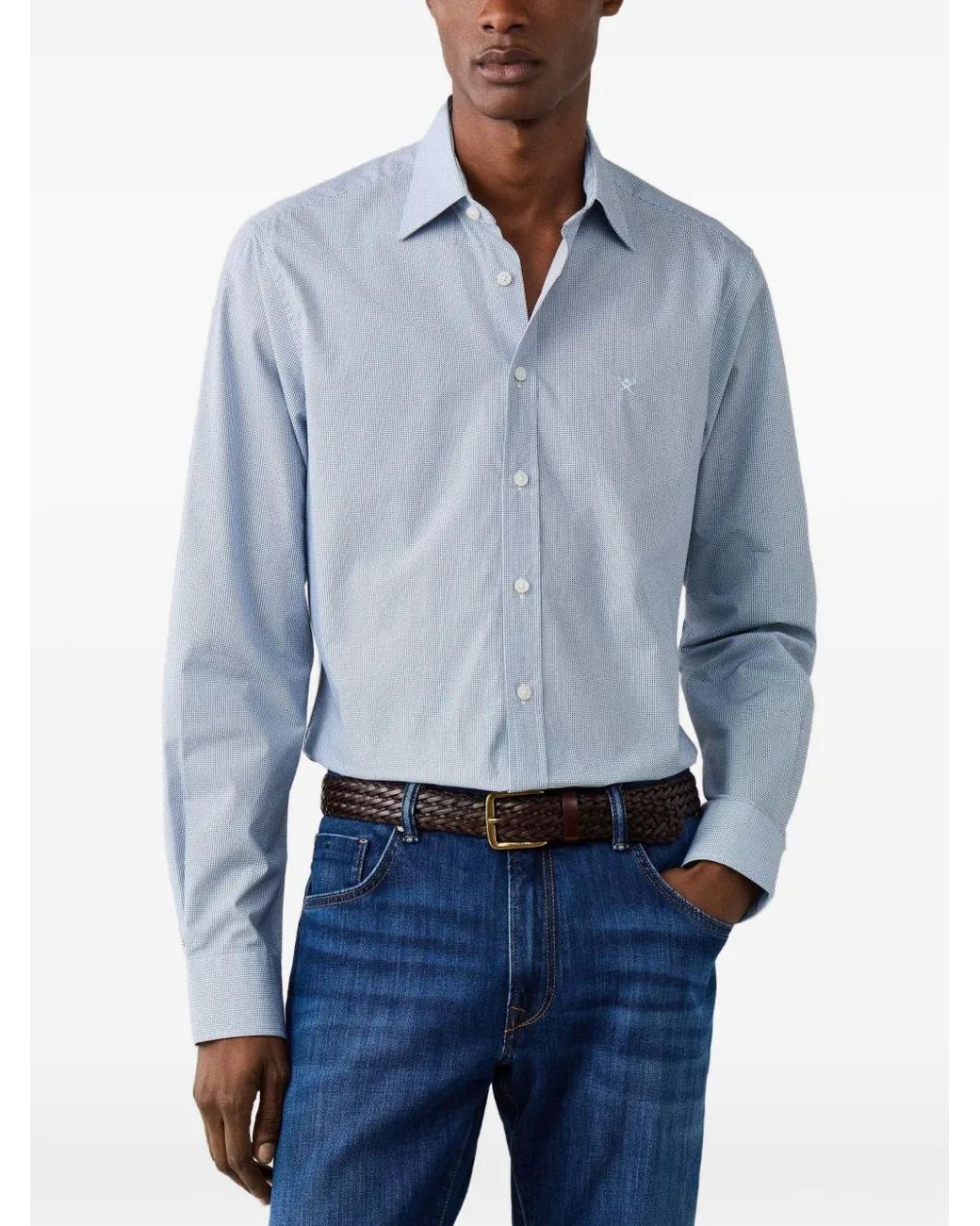 Hackett Blue Geometric-Print Shirt for men