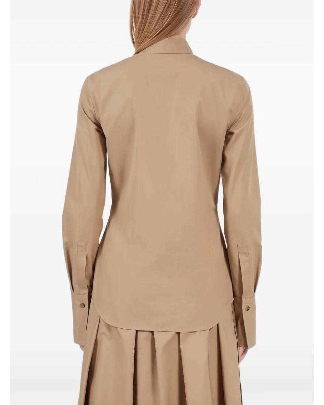 Ferragamo Natural High-Collar Fitted Shirt