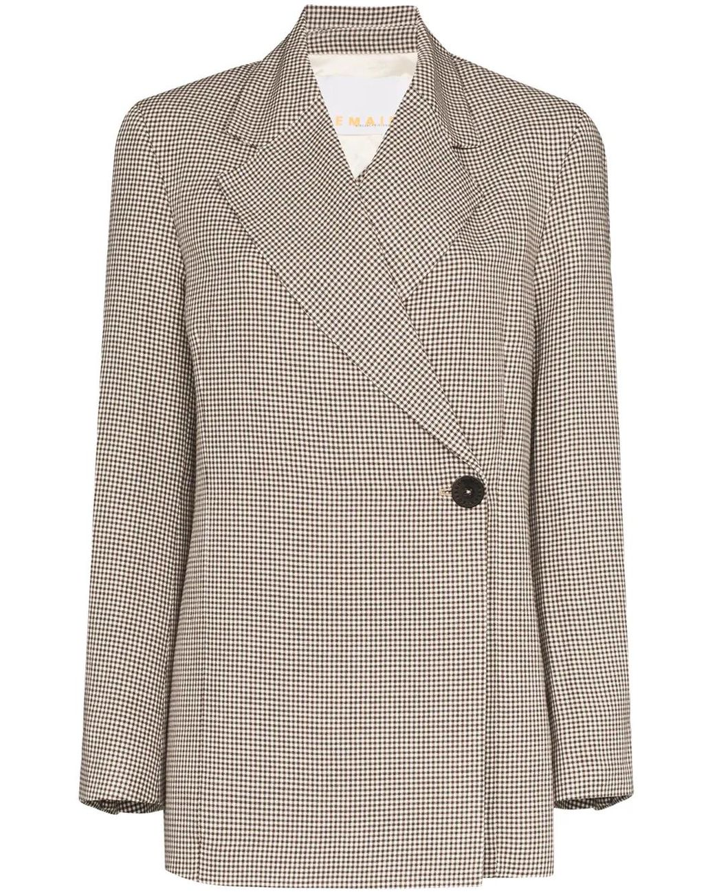 Remain Brown Viv Checked Double-Breasted Blazer