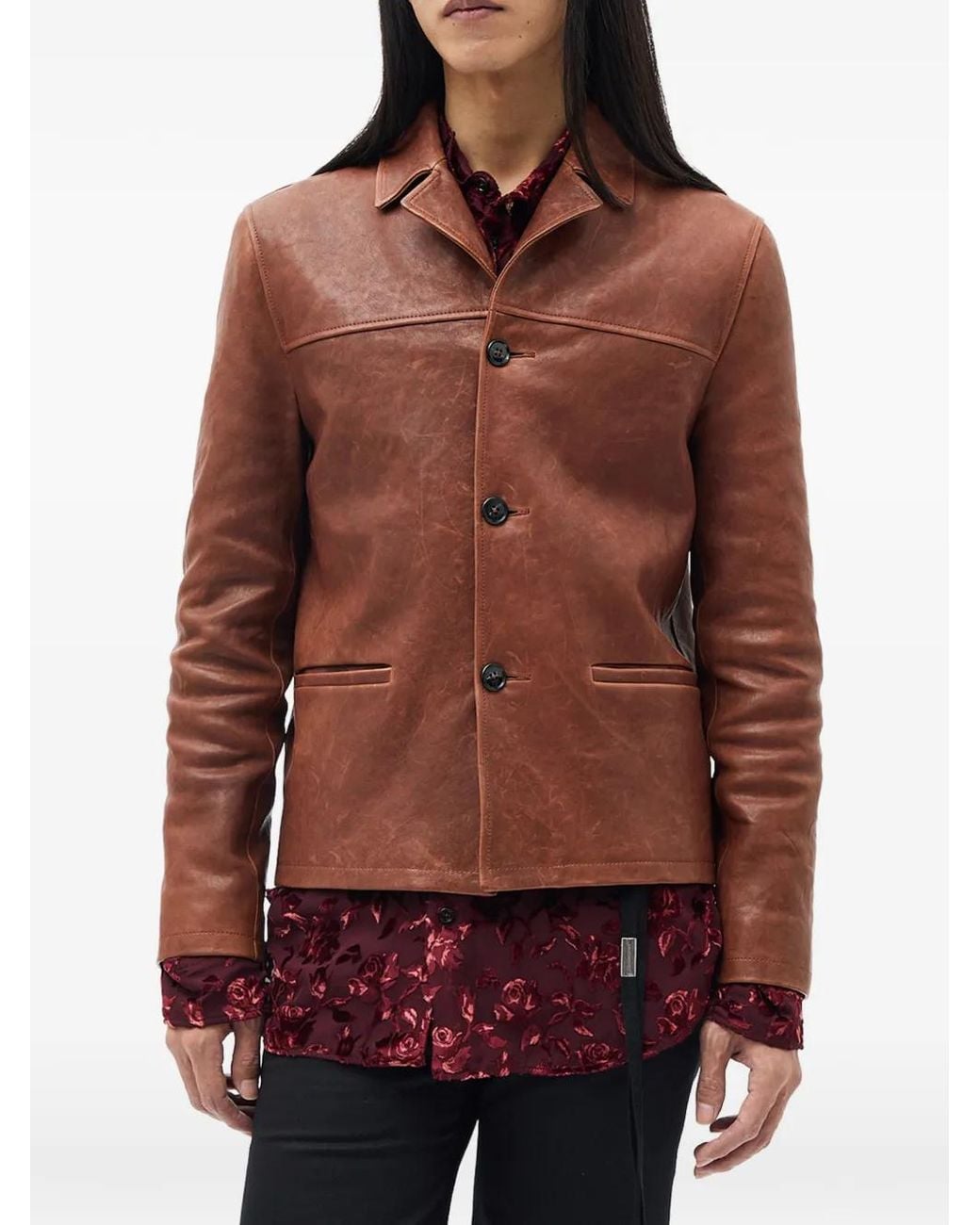 Ann Demeulemeester Red Pareli Leather Jacket for men
