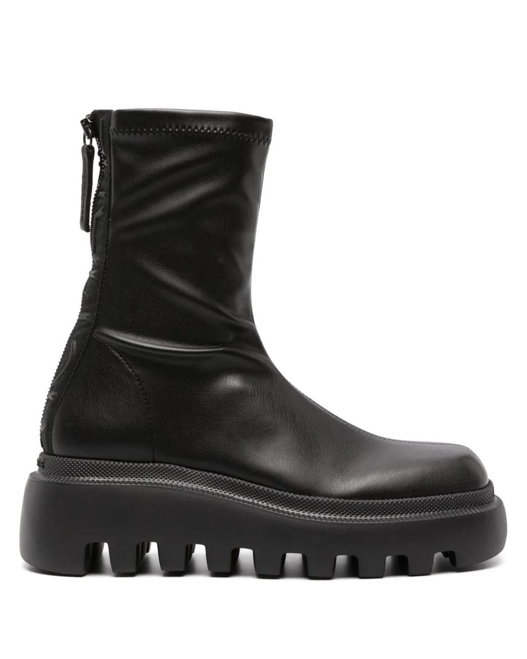 Vic Matié Black Saudi Embossed-Logo Ankle Boots