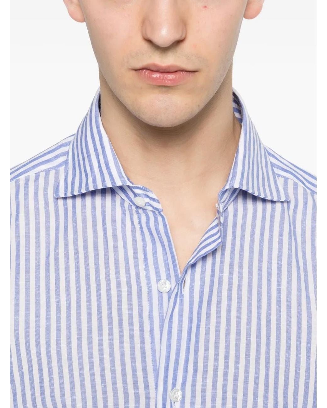 Barba Napoli Blue Striped Shirt for men