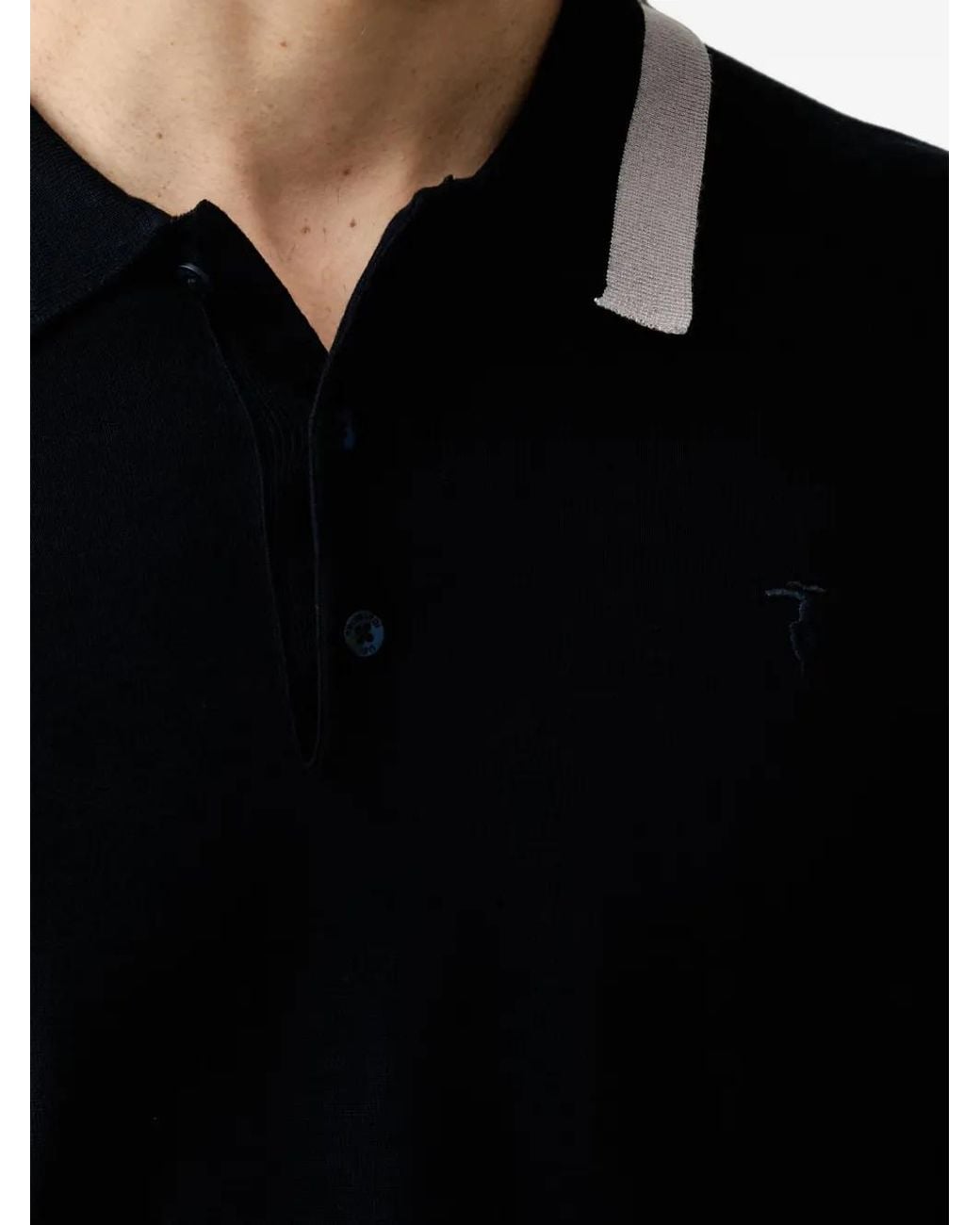 Trussardi Black Polo À Col Contrastant for men