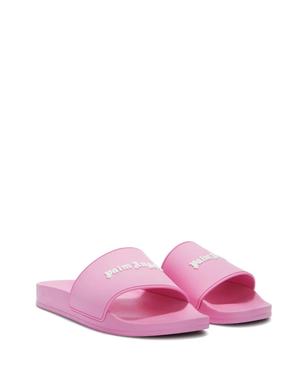 Palm Angels Pink Logo-Embossed Pool Slides for men