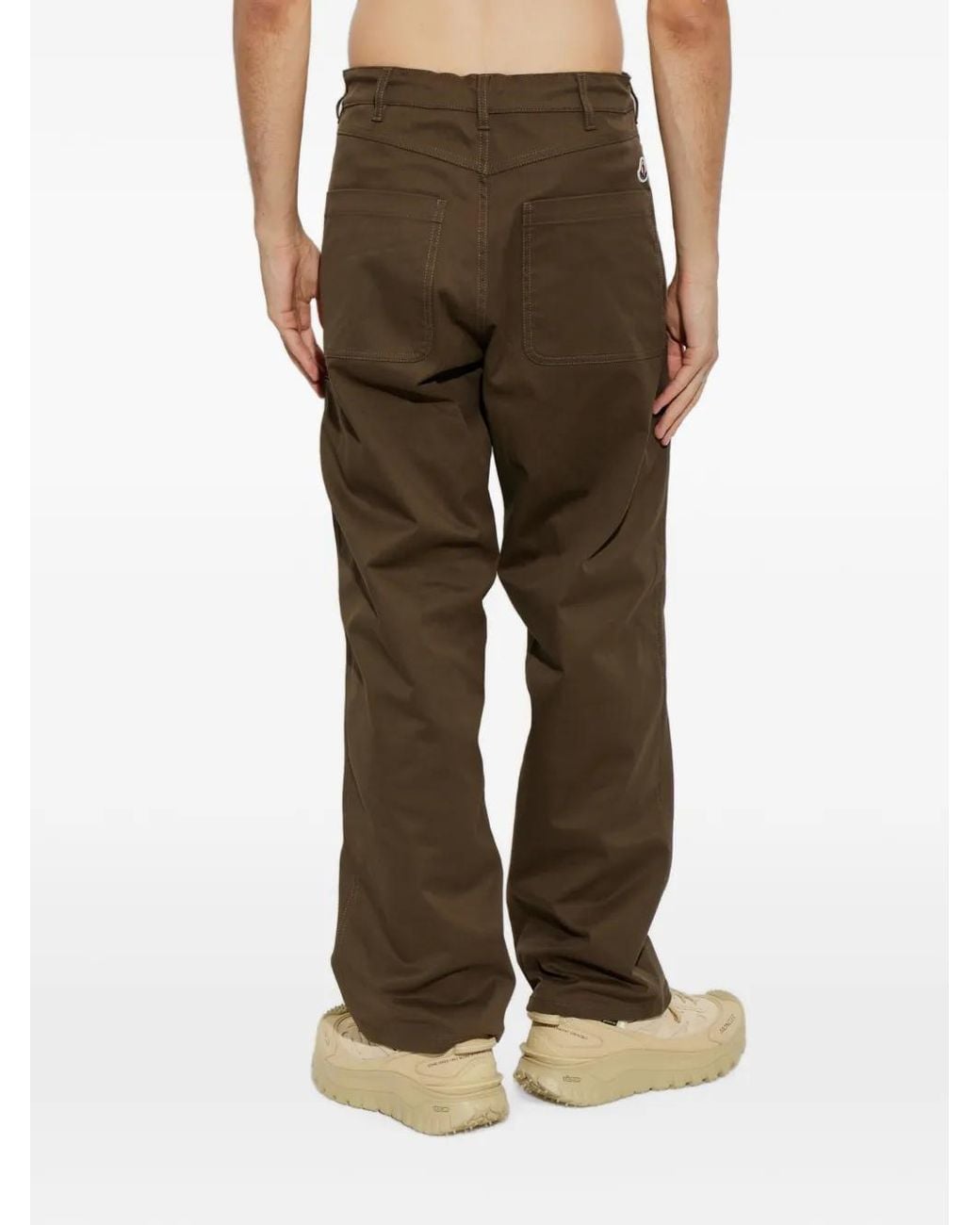 Moncler Green Logo-Patch Trousers for men