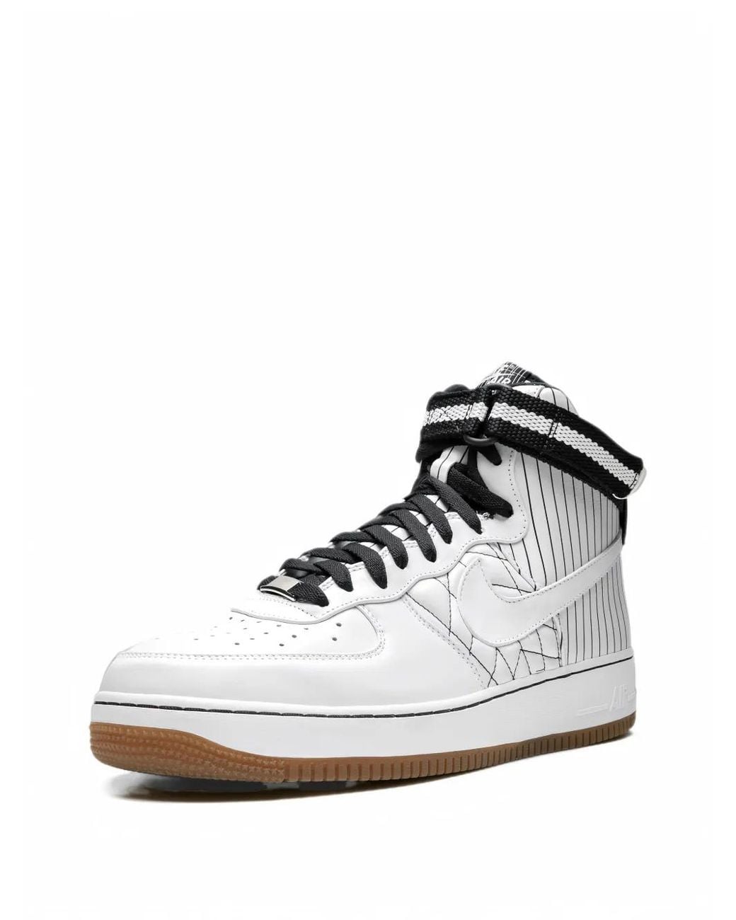 Nike White Air Force 1 High Premium Pinstripe Sneakers