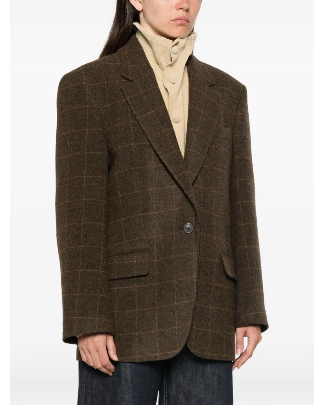 Rohe Brown Oversized Check Blazer