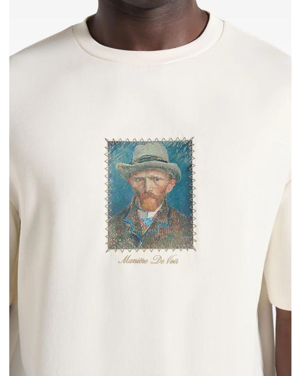 Manière De Voir White Anders Almond Blossoms Cotton T-Shirt for men