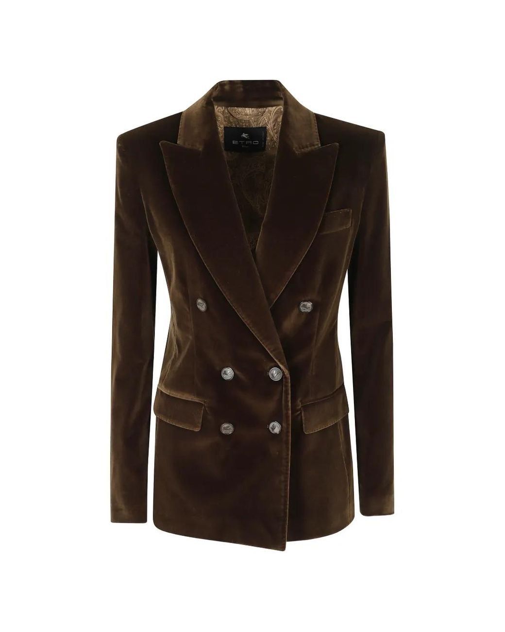 Etro Black Double-Breasted Velvet Blazer