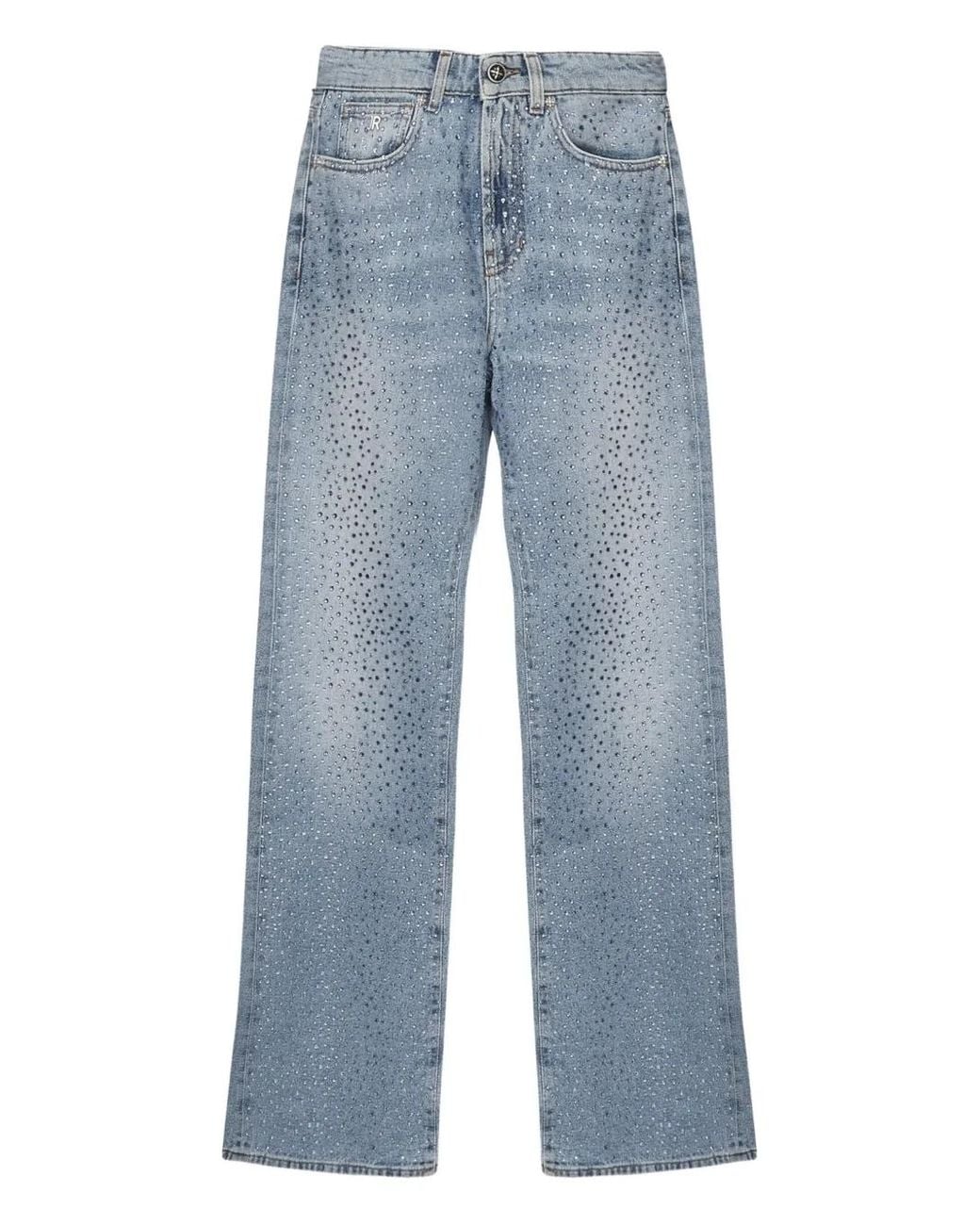 John Richmond Blue Crystal-Embellished Jeans