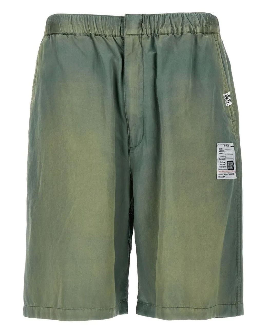 Maison Mihara Yasuhiro Aged Satijnen Bermuda Shorts in het Green voor heren