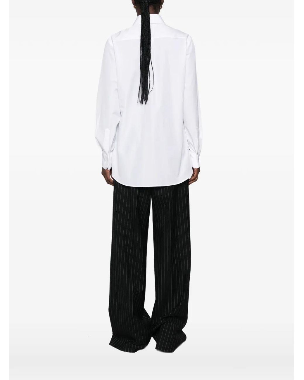Dolce & Gabbana White Pointed-Collar Long-Sleeve Shirt