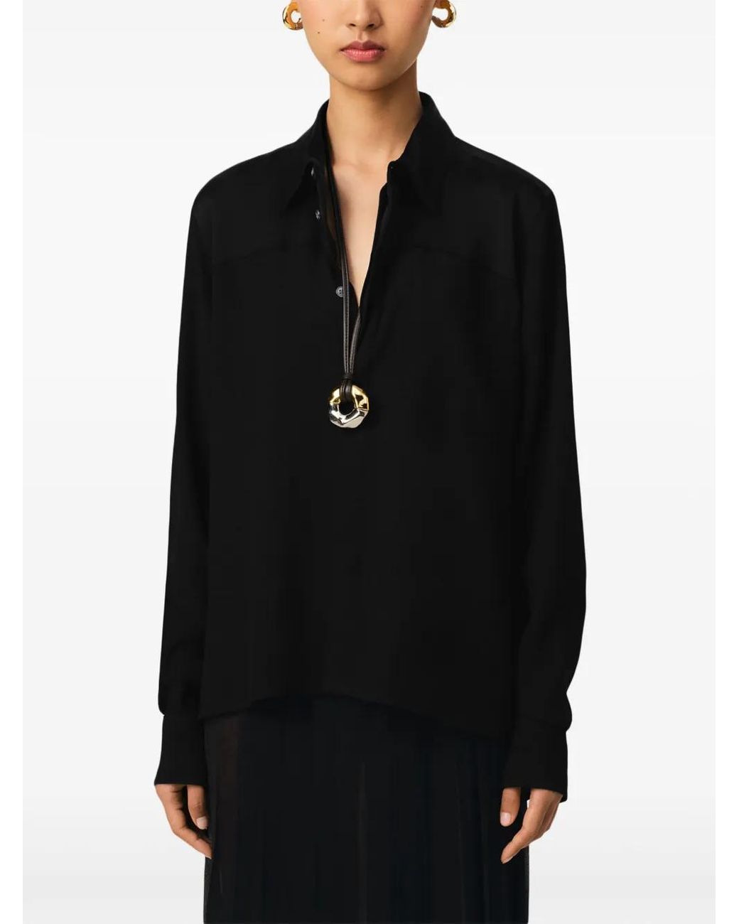 AMI Black Long-Sleeved Contrasted Shirt