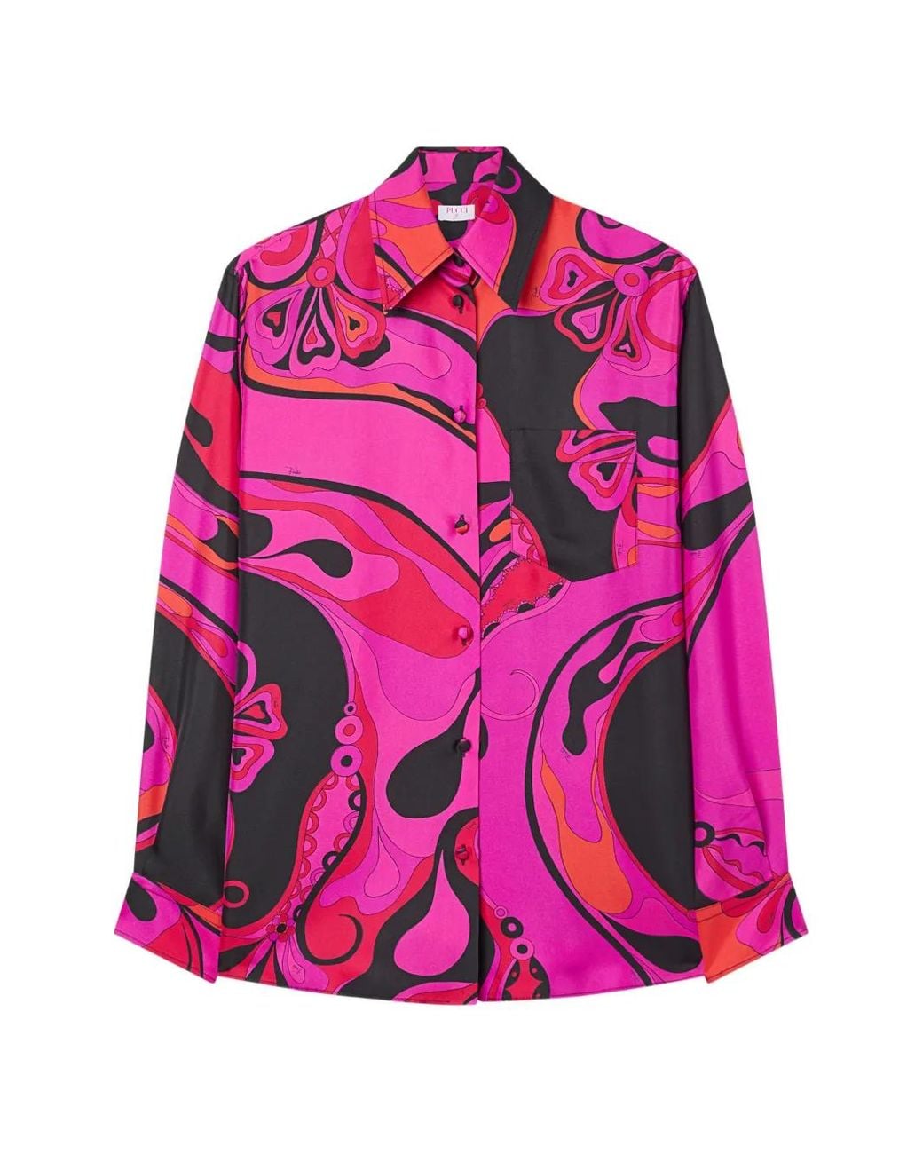Emilio Pucci Pink Orchidee-Print Silk Shirt