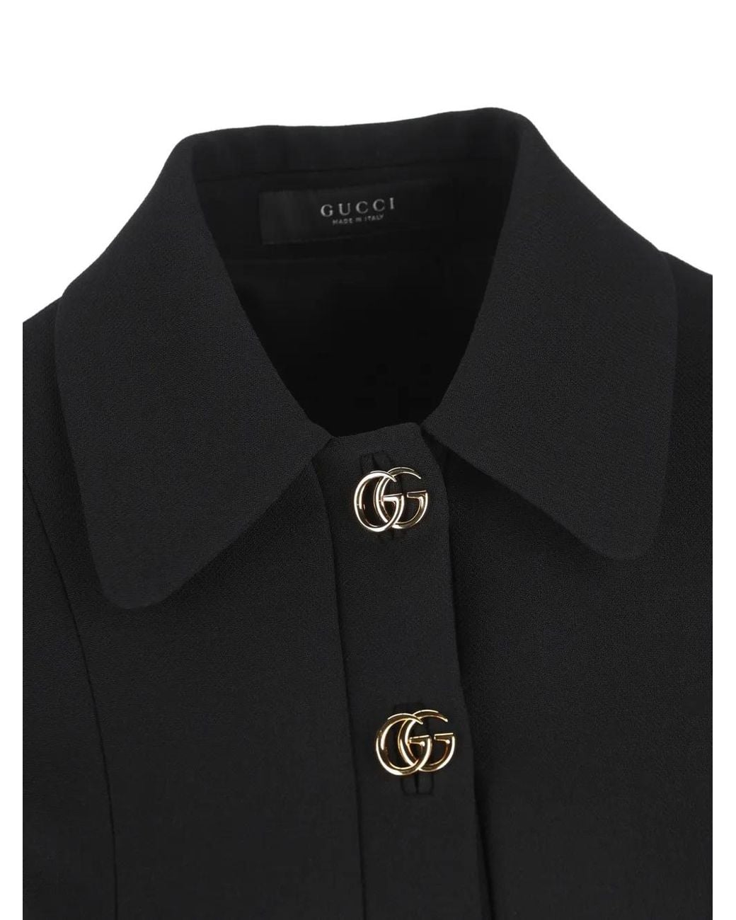 Gucci Black Wool Double G-Detail Mini Dress
