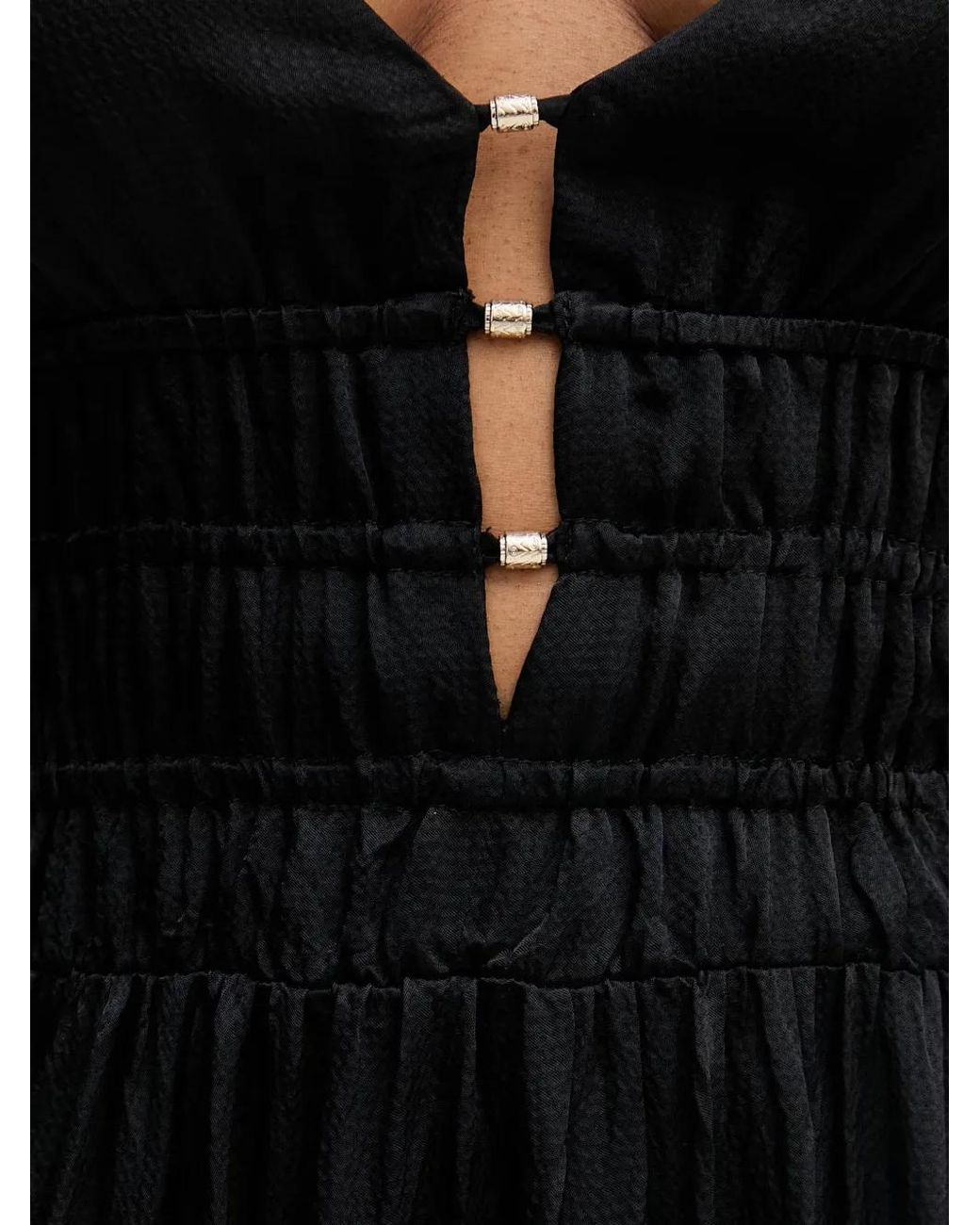 Liu Jo Black Shirred-Waist V-Neck Maxi Dress